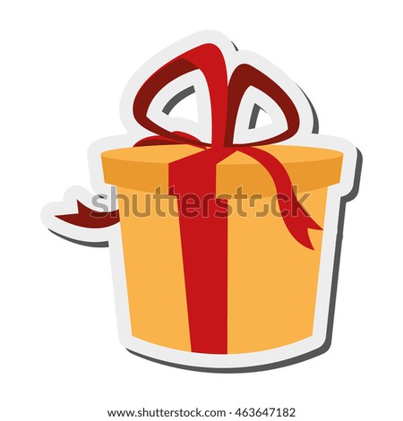 flat design gift box with bow icon vector illustration