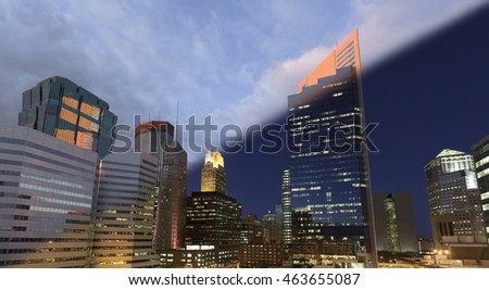 Minneapolis city skyline sunset to twilight transition
