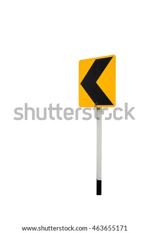 traffic sign: sign of right sharp curve isolated on white background with clipping path