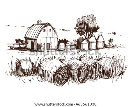 Countryside sketch. Vector illustration