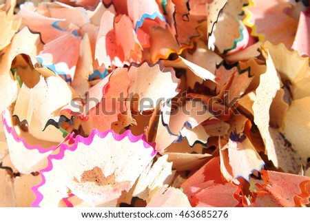 Pencil shavings - colorful abstract background on the subject of school