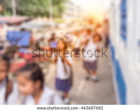 Picture in zoom effect of Asian students are going to home