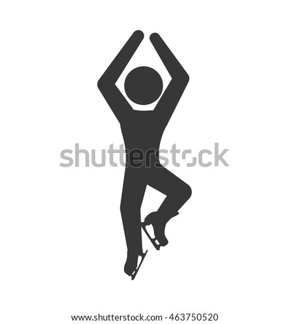 skating skate silhouette person shoe winter sport hobby icon. Isolated and flat illustration. Vector graphic