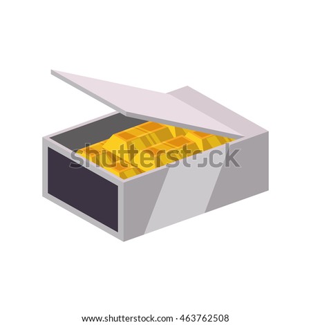 Gold bar block strongbox treasure icon. Isolated and flat illustration. Vector graphic