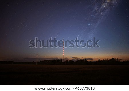 Starry sky and summer meadow