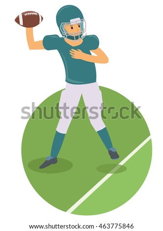 Young player throwing a ball in american football game