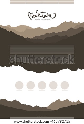 Vector illustration: Website Template Design with  mountain ridge silhouettes.