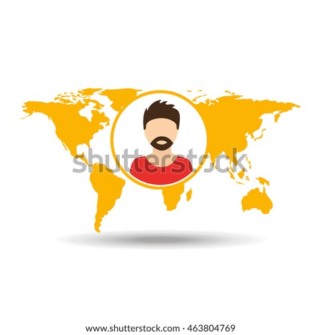 man in world map icon, vector illustration