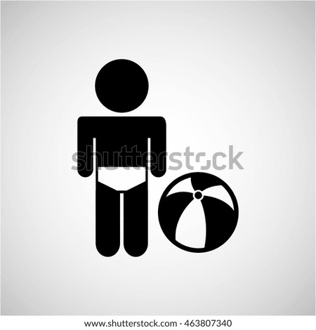 kid playing with ball icon, vector illustration