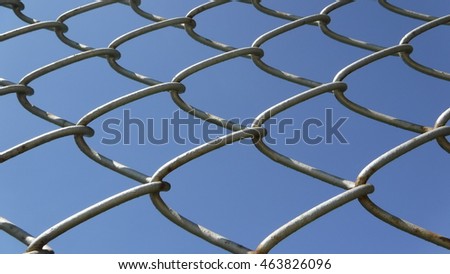 the wire net on blue background
