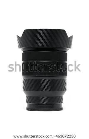 Black lens on a white background
