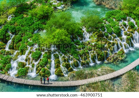 Lakes of The Plitvice Lakes National Park in Croatia Royalty-Free Stock Photo #463900751