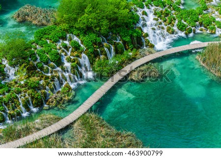 Lakes of The Plitvice Lakes National Park in Croatia Royalty-Free Stock Photo #463900799