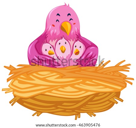 Birds living in the nest illustration