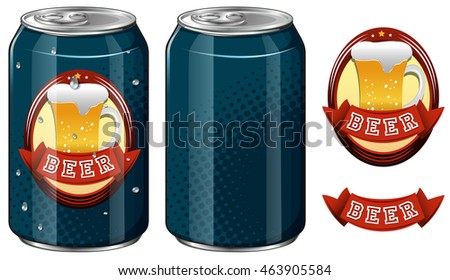 Cans of beer and logo design illustration