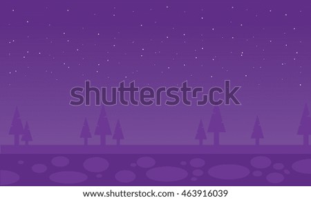 Silhouette of spruce scenery at the night
