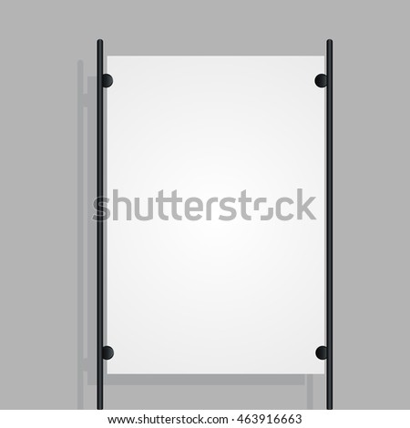 White poster sandwiched metal clasps