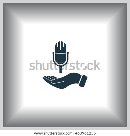 Microphone sign. Save or protect symbol by hands