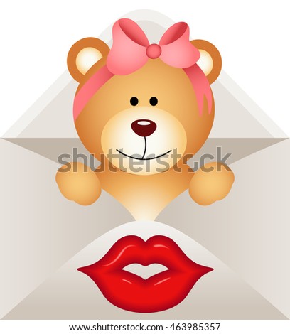 Girl teddy bear inside letter
