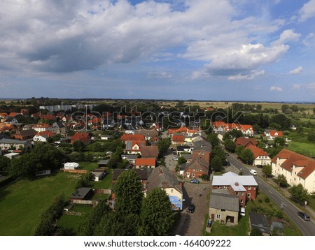 Aerial view of town kirchdorf on the island poel at the baltic