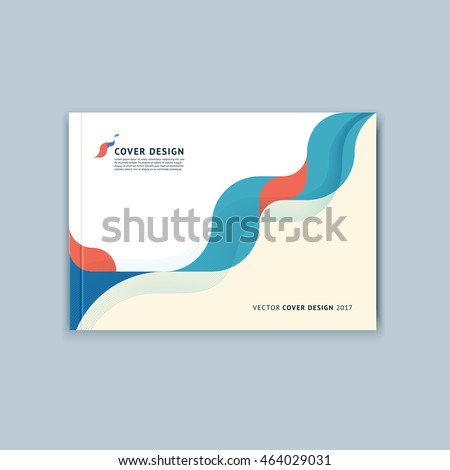 Abstract cover design, business brochure template, layout, report, magazine or booklet in A4 coral turquoise waves dynamic blurred, soft lines and smooth forms. Vector.