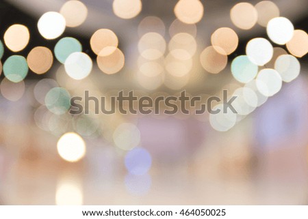 Blurred bokeh light in hall colorful defocus art abstract background