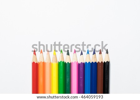 Colorful pencil color and white background