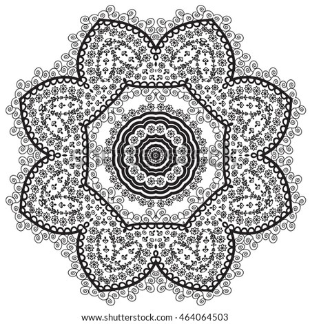 Mandala for coloring book. Decorative round ornament. Anti-stress therapy pattern. Weave design element. Yoga logo, background for meditation poster. Unusual flower shape oriental line vector.
