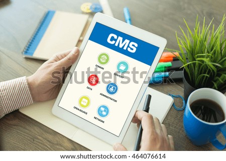 Content Management System Concept on Tablet PC Screen