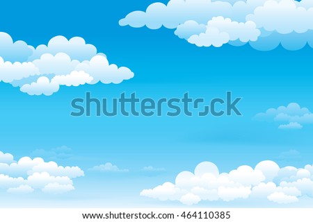 Sky with clouds  on a sunny day. Vector illustration