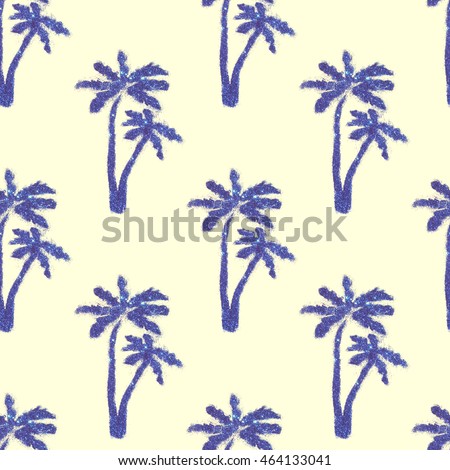 Seamless pattern with palm trees of blue glitter for your design