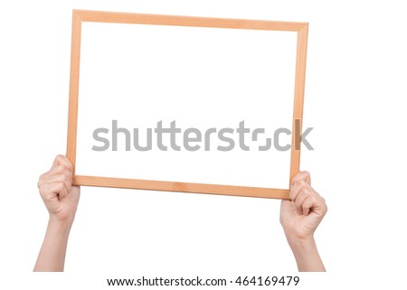 woman's hand showing blank signboard