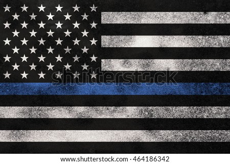 An American flag symbolic of support for law enforcement. Royalty-Free Stock Photo #464186342