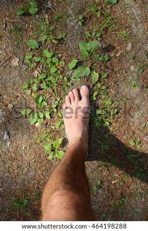 natural and ecological barefoot run in forest