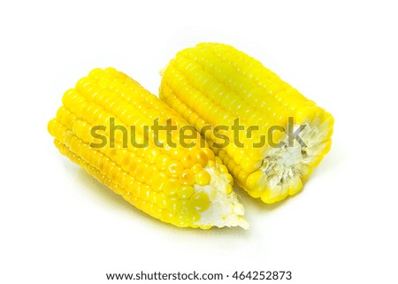 Corn isolated on white background. Food hi-fiber and hi-vitamin.