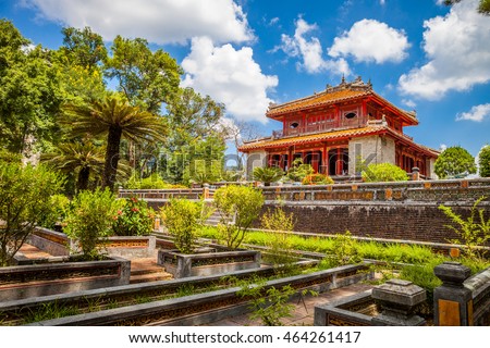 Minh Lau pavilion at Minh Mang Emperor Tomb in Hue, Vietnam Royalty-Free Stock Photo #464261417