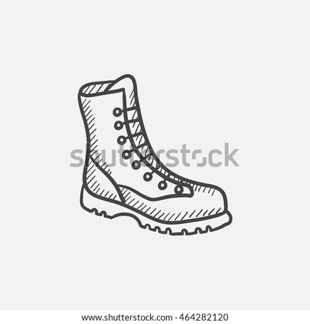 Boot with laces vector sketch icon isolated on background. Hand drawn Boot with laces icon. Boot with laces sketch icon for infographic, website or app.