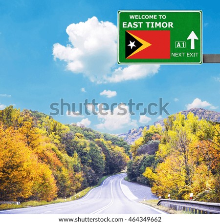 East Timor road sign against clear blue sky