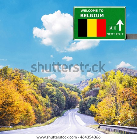 Belgium road sign against clear blue sky