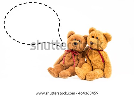 teddy bear with callout symbol on white background