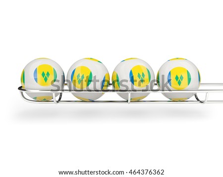 Flag of saint vincent and the grenadines on lottery balls. 3D illustration