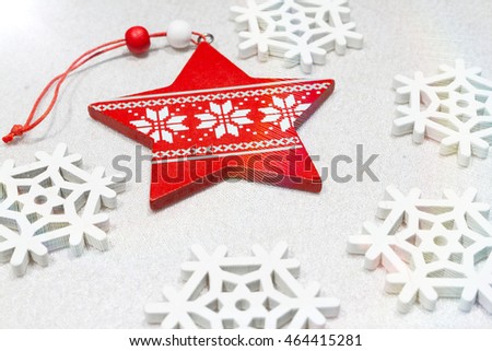 Christmas wooden ornaments toy star with ribbon  Effects added