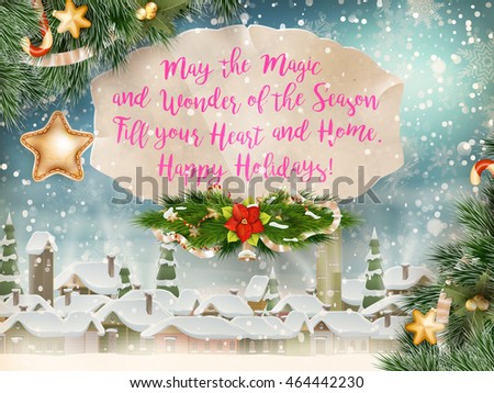 Christmas Greeting Card. Merry Christmas lettering. EPS 10 vector file included