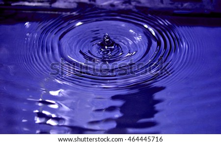 Close-up macro. ripple mark forms Drops of water