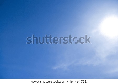Sun sky flare light blue background.