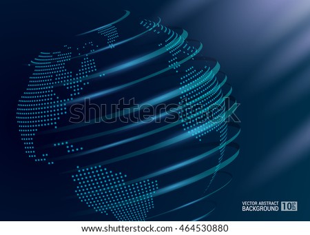 vector illustration planet world map symbolizing internet connections and social networking. Figure white dots on a dark background.