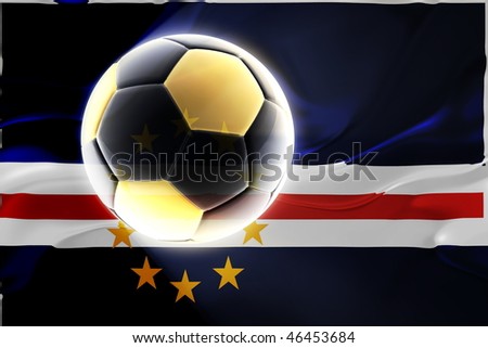 Flag of Cape Verde, national country symbol illustration wavy fabric sports soccer football