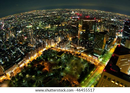 tokyo night view from building Royalty-Free Stock Photo #46455517