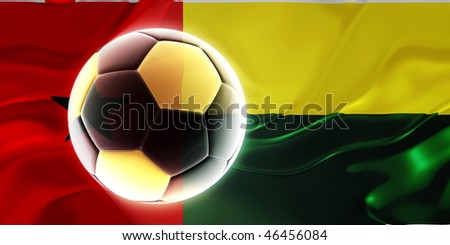 Flag of Guinea Bissau, national country symbol illustration wavy fabric sports soccer football