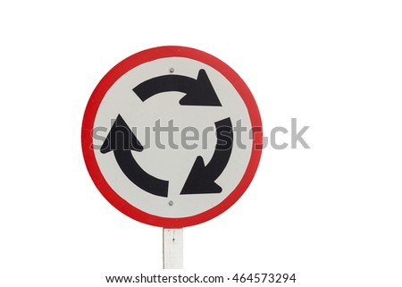 black arrow traffic sign isolated on white